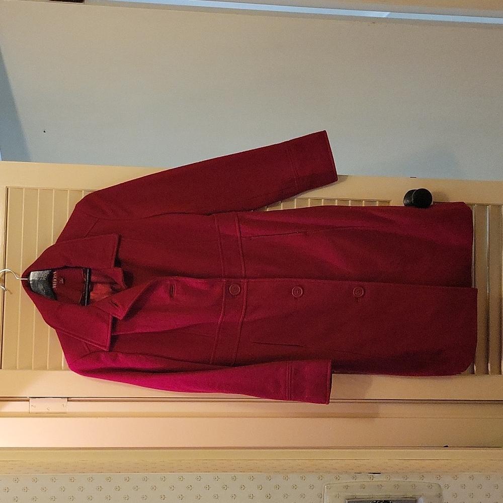 Long red wool coat, Small, Merona